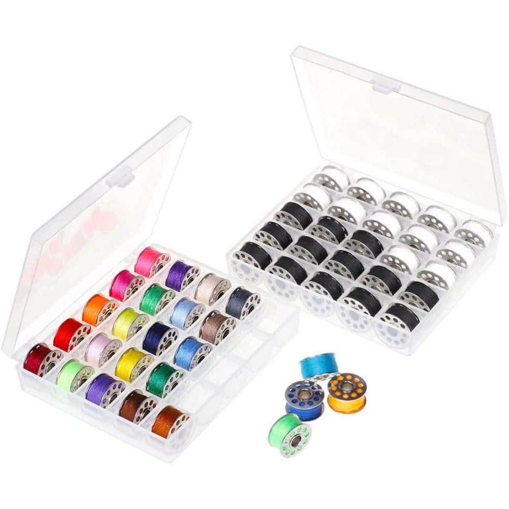 65-Piece, 27 Color Essential Sewing Thread Kit with Bobbin Case