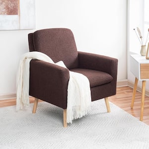 Espresso Accent Chair for Living Room Single Sofa Chair with Flared Arms, Comfortable Fleece Fabric Cushion, Wooden Legs