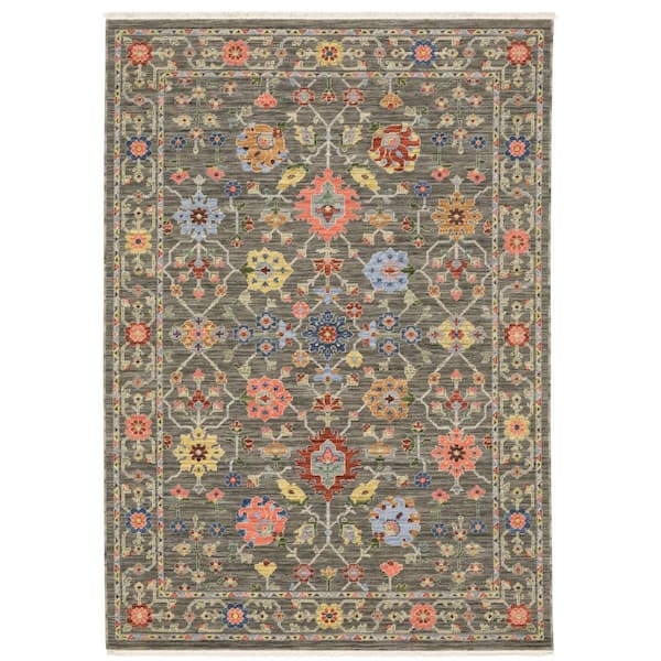 AVERLEY HOME Lavista Gray/Multi-Colored 5 ft. x 8 ft. Oriental Persian Wool/Nylon Blend Indoor Area Rug
