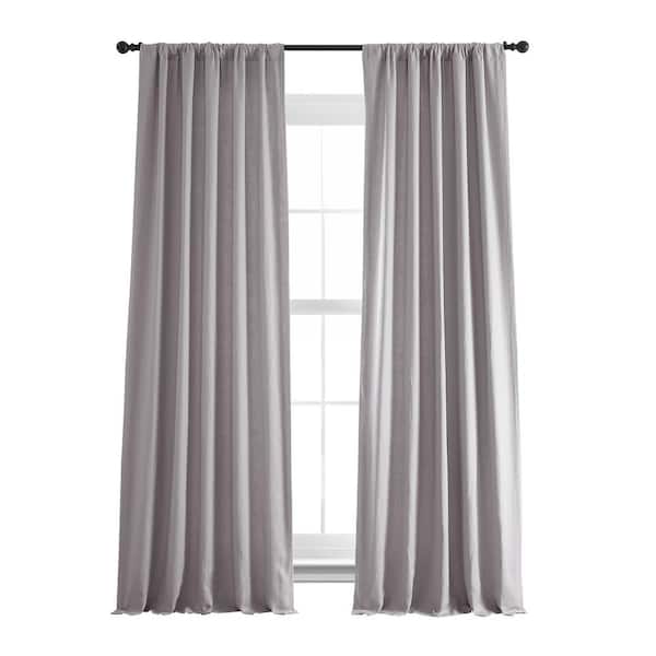 Exclusive Fabrics & Furnishings Earl Grey French Linen Rod Pocket Room Darkening Curtain 50 in. W x 108 in. L Single Window Panel