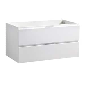 Valencia 40 in. W Wall Hung Bathroom Vanity Cabinet in Glossy White
