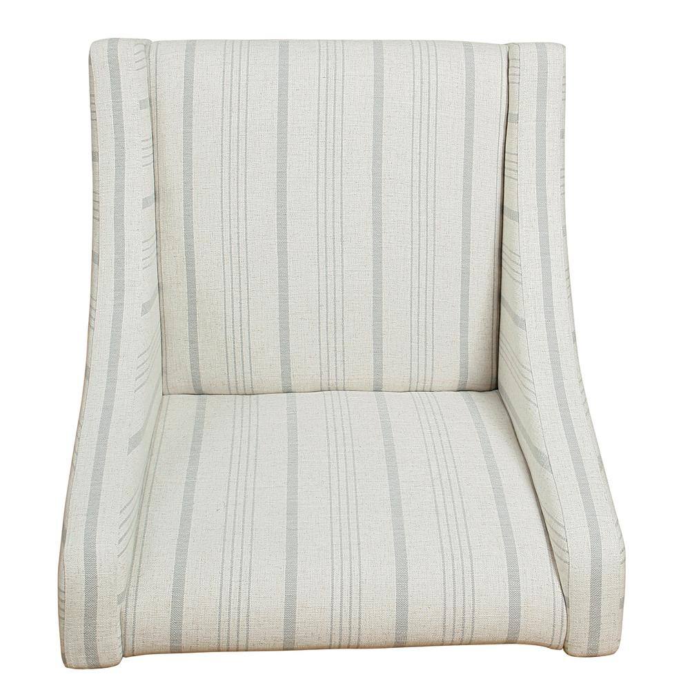 Gray Stripe Wood Frame Modern Accent Chair