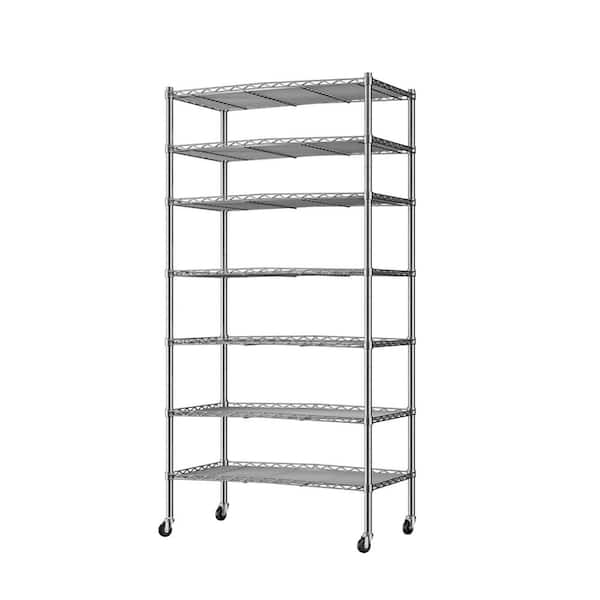 FUNKOL 6 -layer Corner Chrome(Silver) Kitchen Shelf Metal Heavy-Duty Craft Free Standing Storage Rack Height Adjustable