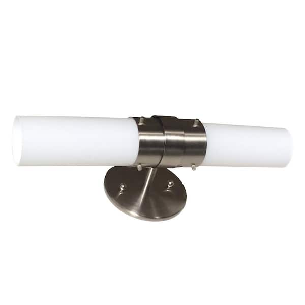 Bel Air Lighting Fusion 15.5 in. 2-Light Brushed Nickel Linear Bathroom Vanity Light Fixture with Frosted Glass Shade