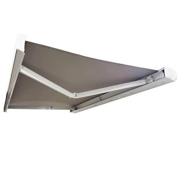 13 ft. Teza Shade Aluminum Motorized Retractable Awning with Hood (96 in. Projection) in Gray