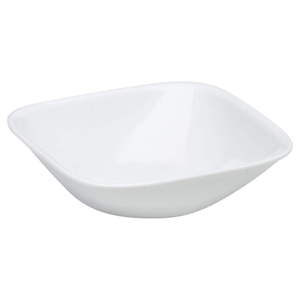Square White Glass 32oz Serving Bowls, Set of 2
