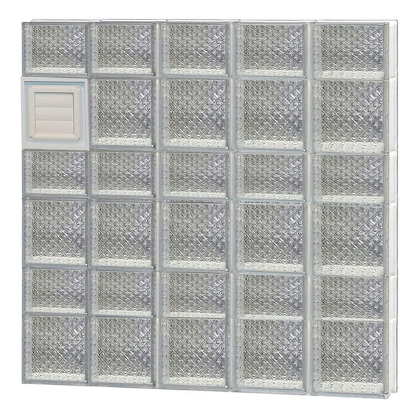 Clearly Secure 38.75 in. x 40.5 in. x 3.125 in. Frameless Diamond Pattern Glass Block Window with Dryer Vent