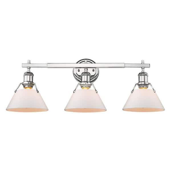 Golden Lighting - Orwell 3-Light Chrome with Opal Glass Shade Bath Vanity Light