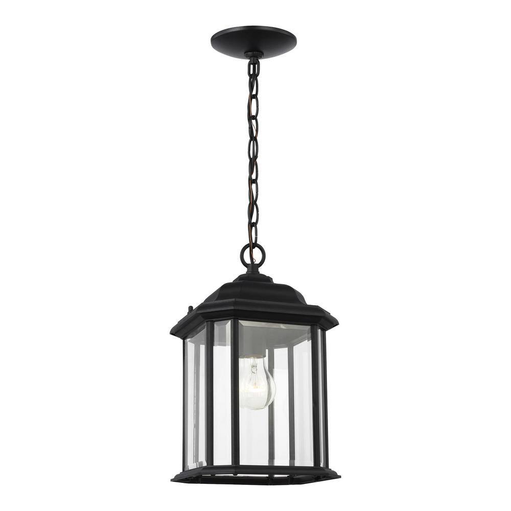 Black Clear Glass Outdoor Pendant Light with LED Option