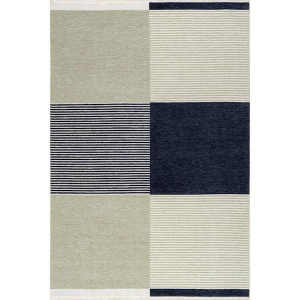 Skye Color Block Reversible Washable Multicolor 7.10 ft. x 10 ft. Indoor Area Rug
