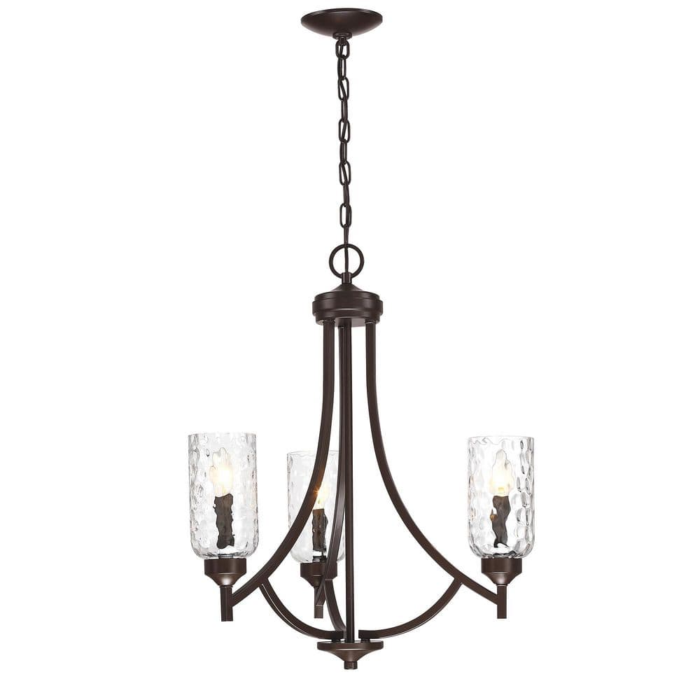 Modland Light Pro 3-Light Bronze Chandelier With Ripple Glass Shades ...