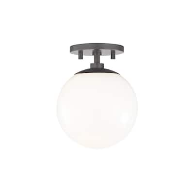 Fifth and Main Lighting Jack 1-Light Aged Brass Semi-Flush Mount with ...