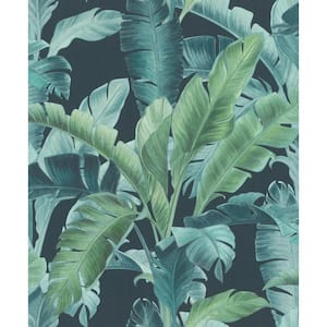 Orissa Dark Blue Palm Frond Wallpaper