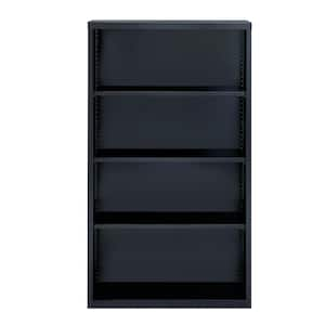 60 in. Tall Black Metal 4-Shelf Standard Bookcase with Adjustable Shelves