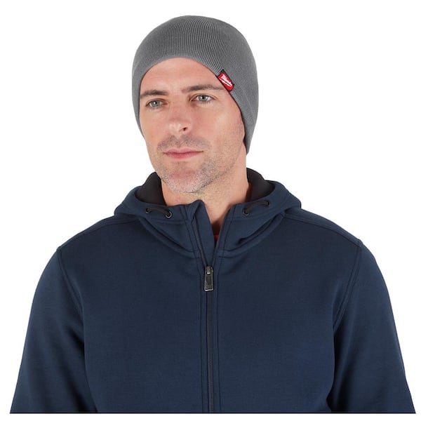 Men's Gray Fleece-Lined Beanie Cap (2-Pack)
