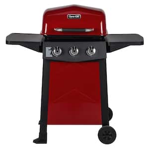 3-Burner Open Cart Propane Gas Grill in Red