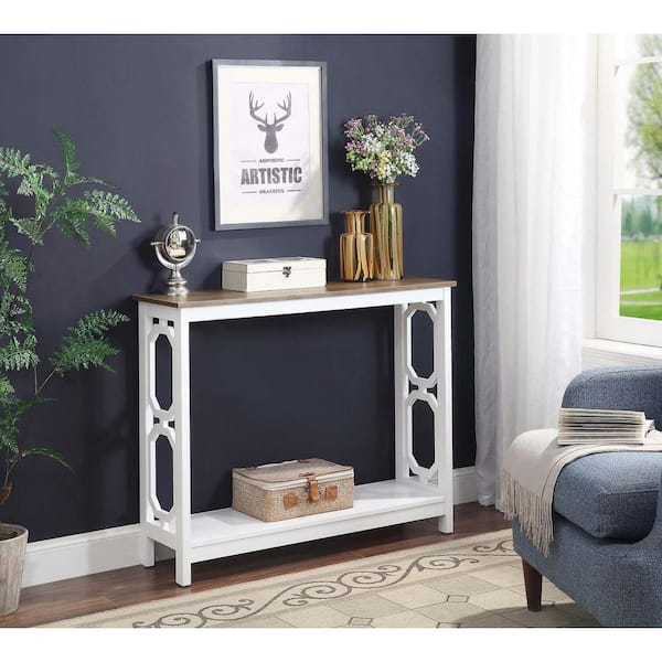 Convenience Concepts Omega 40 In Driftwood Top White Frame Standard Rectangle Wood Console Table With Shelves S20 331 Convenience Concepts Omega 40 In, Convenience Concepts Omega Console Table Gray