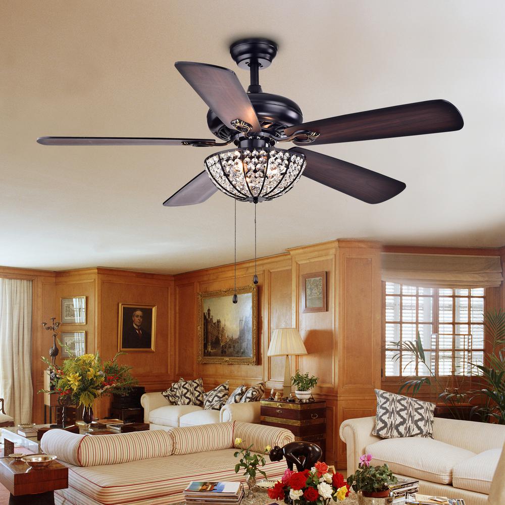Warehouse of Tiffany Hannelle Bowl 52 in. Indoor Black Ceiling Fan