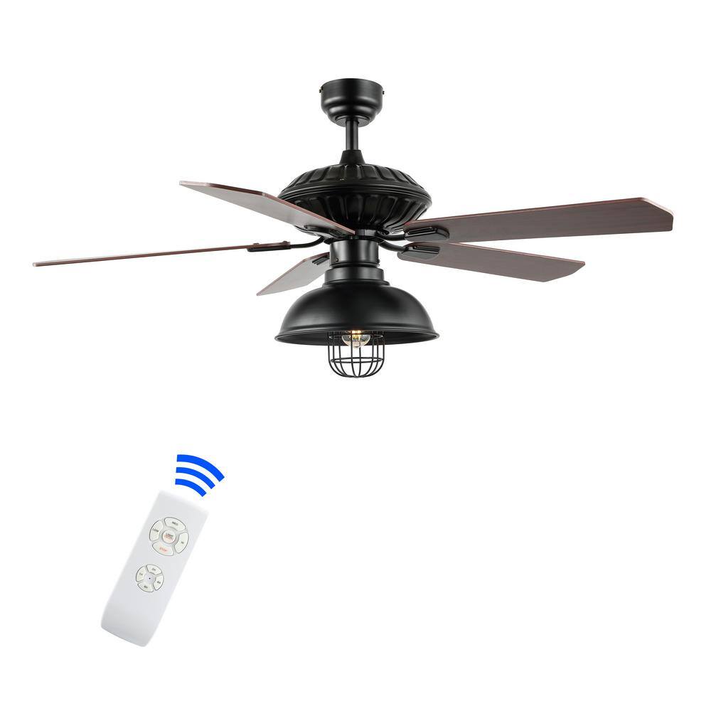 Ashton Farmhouse Industrial Iron Dome Shade LED Ceiling Fan with Remote