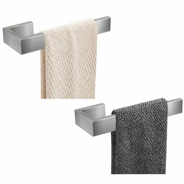 8 in. Brushed Nickel Stainless Steel Hand Towel Holder, 2-Piece Rectangular Wall Rack