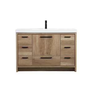 Timeless Home 48 in. W x 22 in. D x 34 in. H Bath Vanity in Natural Oak with White Resin Top