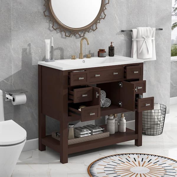 36 in. W x 18 in. D x 34 in. H Single Sink Freestanding Bath
