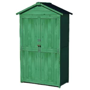 2.97 ft. W x 1.50 ft. D Outdoor Storage Wood Shed with Waterproof Asphalt Roof&Multiple-Tier Shelve-Green (4.45 sq. ft.)