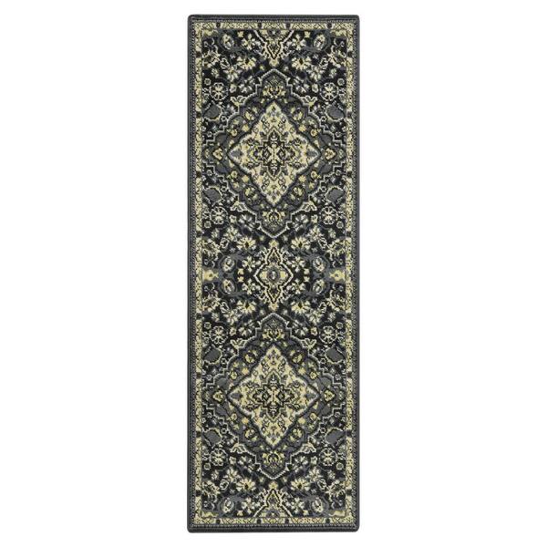 Garvee Wilton Collection Grey 2 ft. x 8 ft. Persian Floral Medallion Area Rug