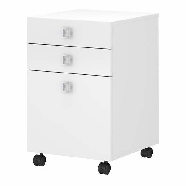 Bush Furniture Echo Pure White 3-Drawer Mobile File Cabinet