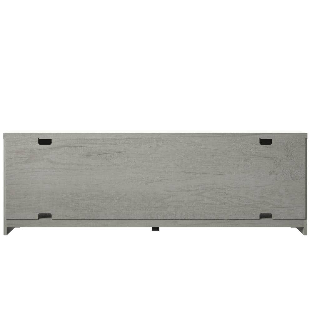 Gray Oak 70" TV Stand with Cabinets and Adjustable Shelves