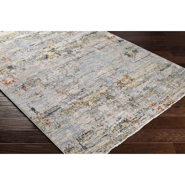 Laila Dark Blue Modern Abstract 7 ft. x 10 ft. Area Rug