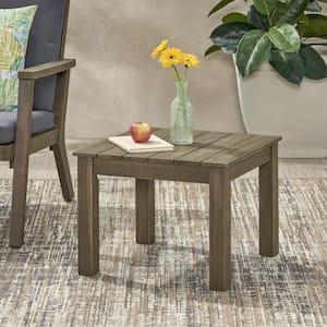 Temecula 15 in. Grey Square Wood Outdoor Patio Side Table