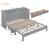 Harper & Bright Designs Gray Wood Frame Queen Size Murphy Bed Modern Rattan Decorative Surface with Large Drawer, USB Charging Port QMY374AAE-Q