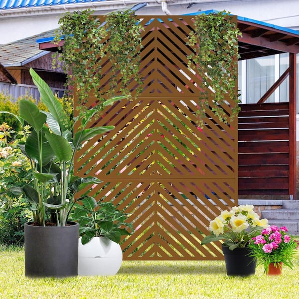 PexFix 72 in. x 47 in. Brown Outdoor Metal Galvanized Privacy Screen Fence Garden Panels