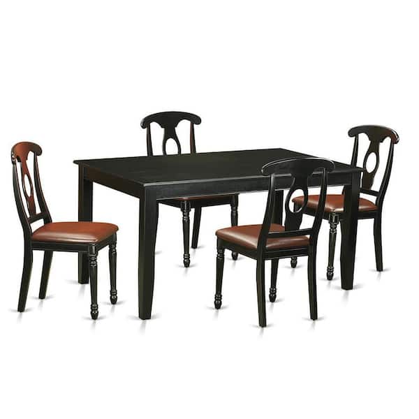 East West Furniture 5-Piece Black Finish Solid Wood Top - Dining Room Set - Seats 4