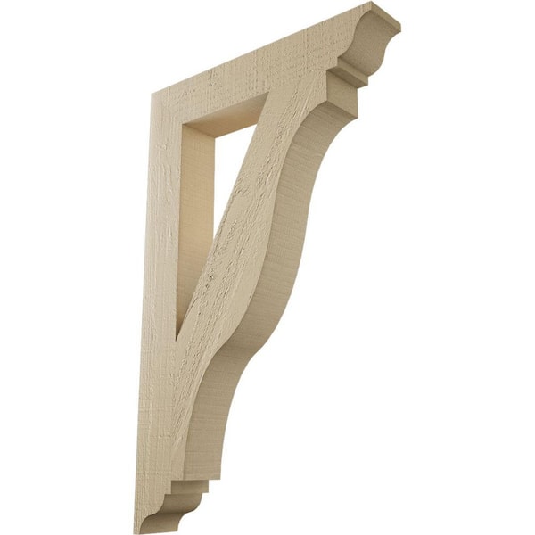 Ekena Millwork 3.5 in. x 32 in. x 20 in. Funston Traditional Rough Cedar Woodgrain Timberthane Polyurethane Bracket, Primed Tan