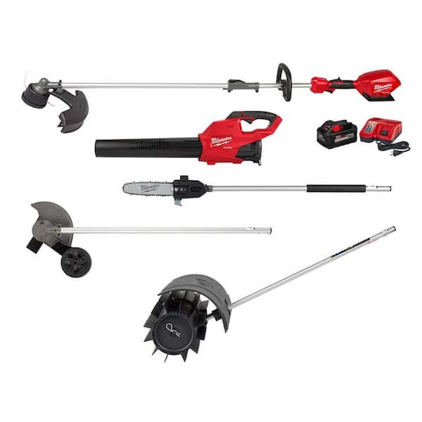 Milwaukee M18 FUEL 18V Lith-Ion Brushless Cordless Electric String Trimmer/Blower Combo Kit w/Broom, Pole Saw, Edger (5-Tool)