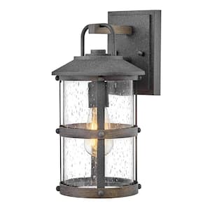 Lakehouse 1-Light Aged Zinc Black Hardwired Outdoor Wall Lantern Sconce