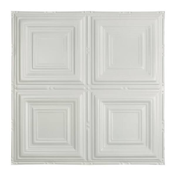 Great Lakes Tin Syracuse 2 ft. x 2 ft. Nail Up Tin Ceiling Tile in Matte White