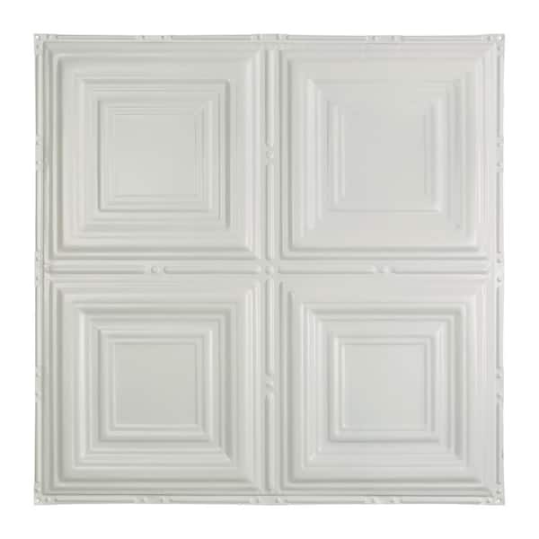 Great Lakes Tin Syracuse 2 ft. x 2 ft. Nail-Up Tin Ceiling Tile in Matte White (case of 5)