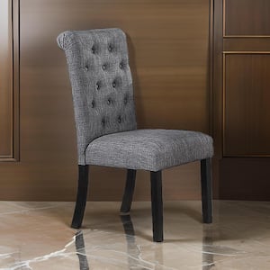 Black and Gray Fabric Tufted Back Dining Chair