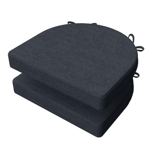 AAAAAcessories 17 in. x 16 in. Indoor U-shape Strappy Non-slip Chair Seat Cushion for Multi-scenario Setups in Charcoal Gray (2-Pack)