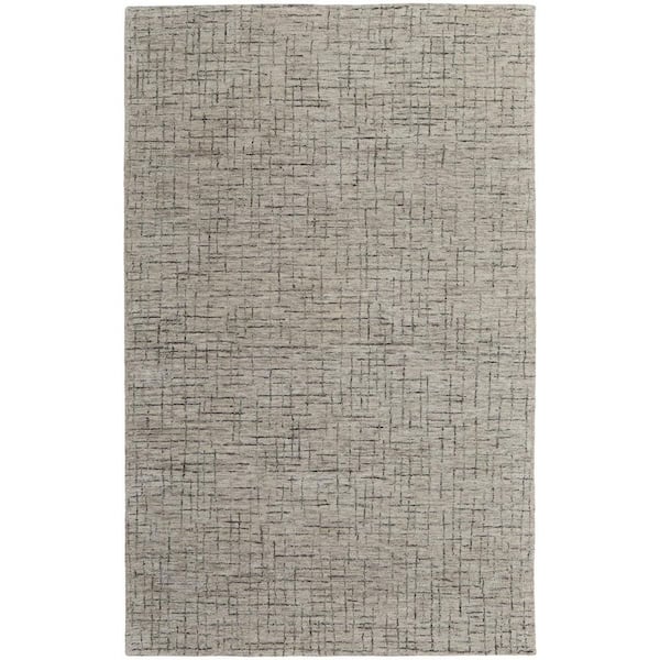 HomeRoots 8 X 10 Ivory, Gray Solid Color Area Rug