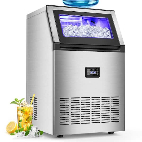 17.13 in. Stainless Steel 170 lb. /24 H Freestanding Commercial Ice Maker Full Size Ice Cubes with 80 lbs. Ice Storage