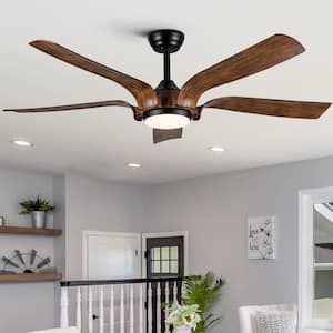 Tuya 56 in. Farmhouse Integrated LED Indoor/Outdoor Black Smart Ceiling Fan with Light Kit, Remote Control and DC motor