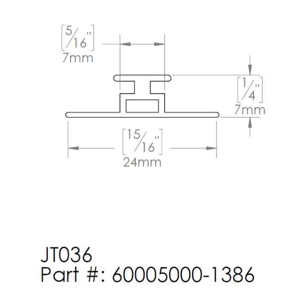 JT036 Translucent Vinyl Insert 54-5/8 in. L for 1/4 in. (6 mm) Glass Shower Door