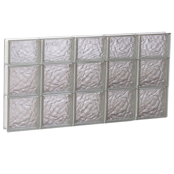 Clearly Secure 38.75 in. x 21.25 in. x 3.125 in. Frameless Ice Pattern Non-Vented Glass Block Window