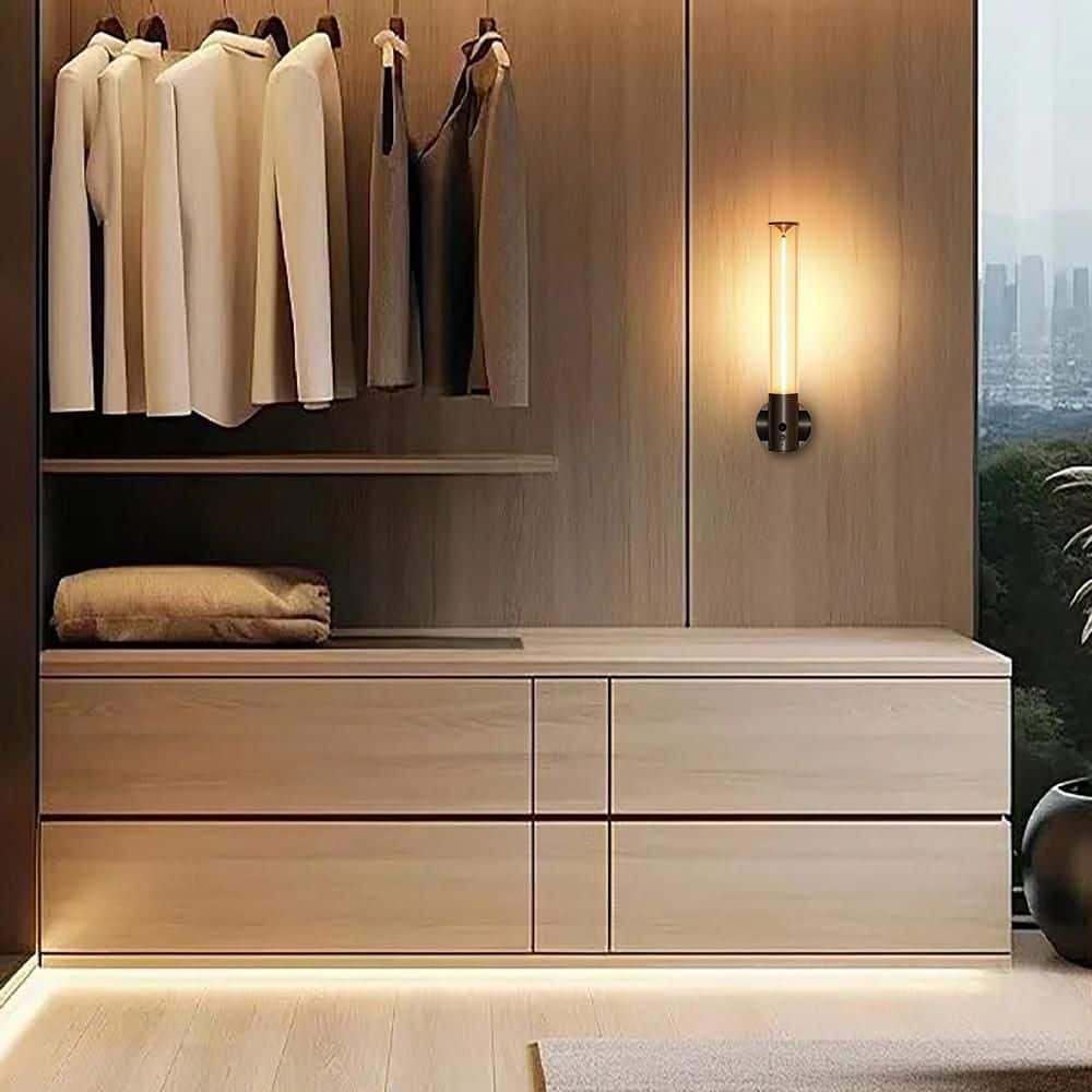 Gray Cylinder Battery Operated Dimmable LED Wall Sconce