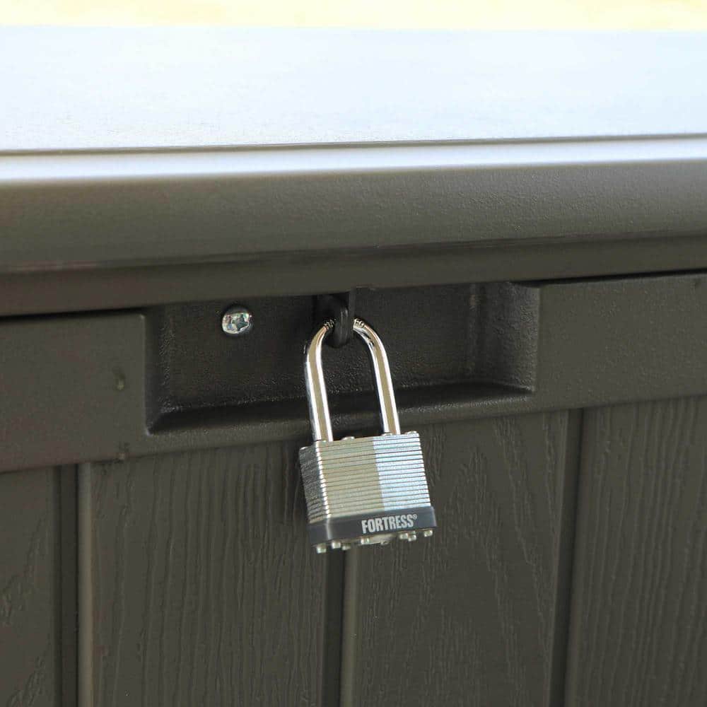 Brown Lockable High-Density Polyethylene Outdoor Deck Box Bench