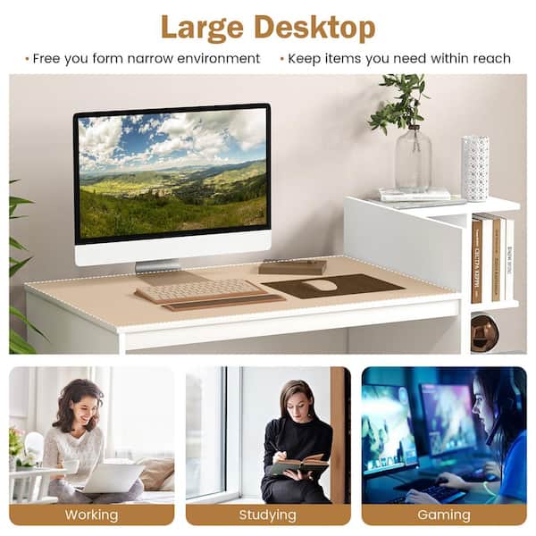 Costway 51 in. Computer Desk Laptop Table 2-Drawer Writing Study
